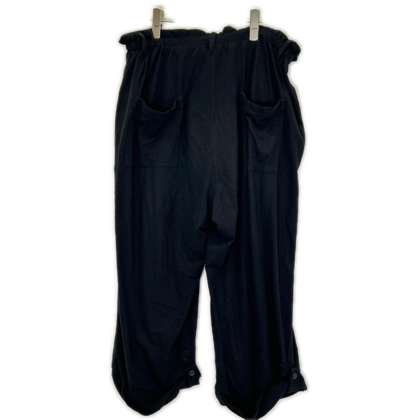 yohjiyamamoto ヨウジヤマモト HK-T40-092 ブラック HIGH TWISTED JERSEY TAB DETAIL PANTS ボトムス
