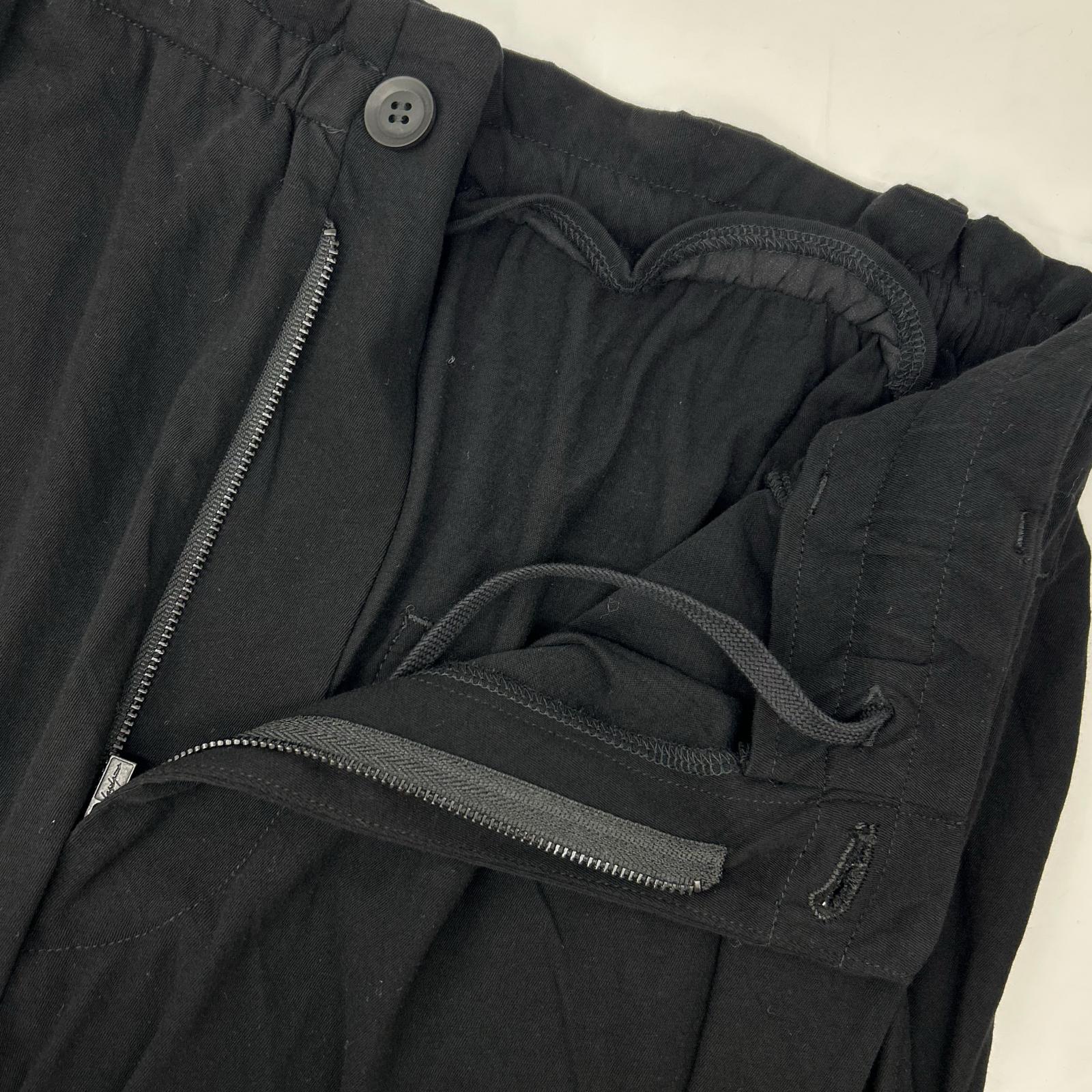 yohjiyamamoto ヨウジヤマモト HK-T40-092 ブラック HIGH TWISTED JERSEY TAB DETAIL PANTS ボトムス