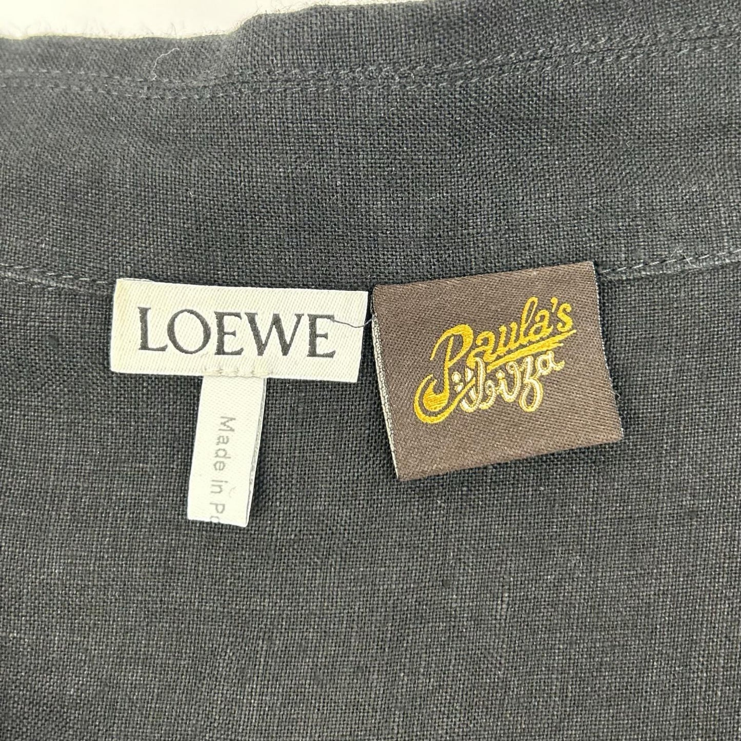 LOEWE ロエベ H616Y05X57 ブラック リネン アナグラムポケット 半袖シャツ トップス