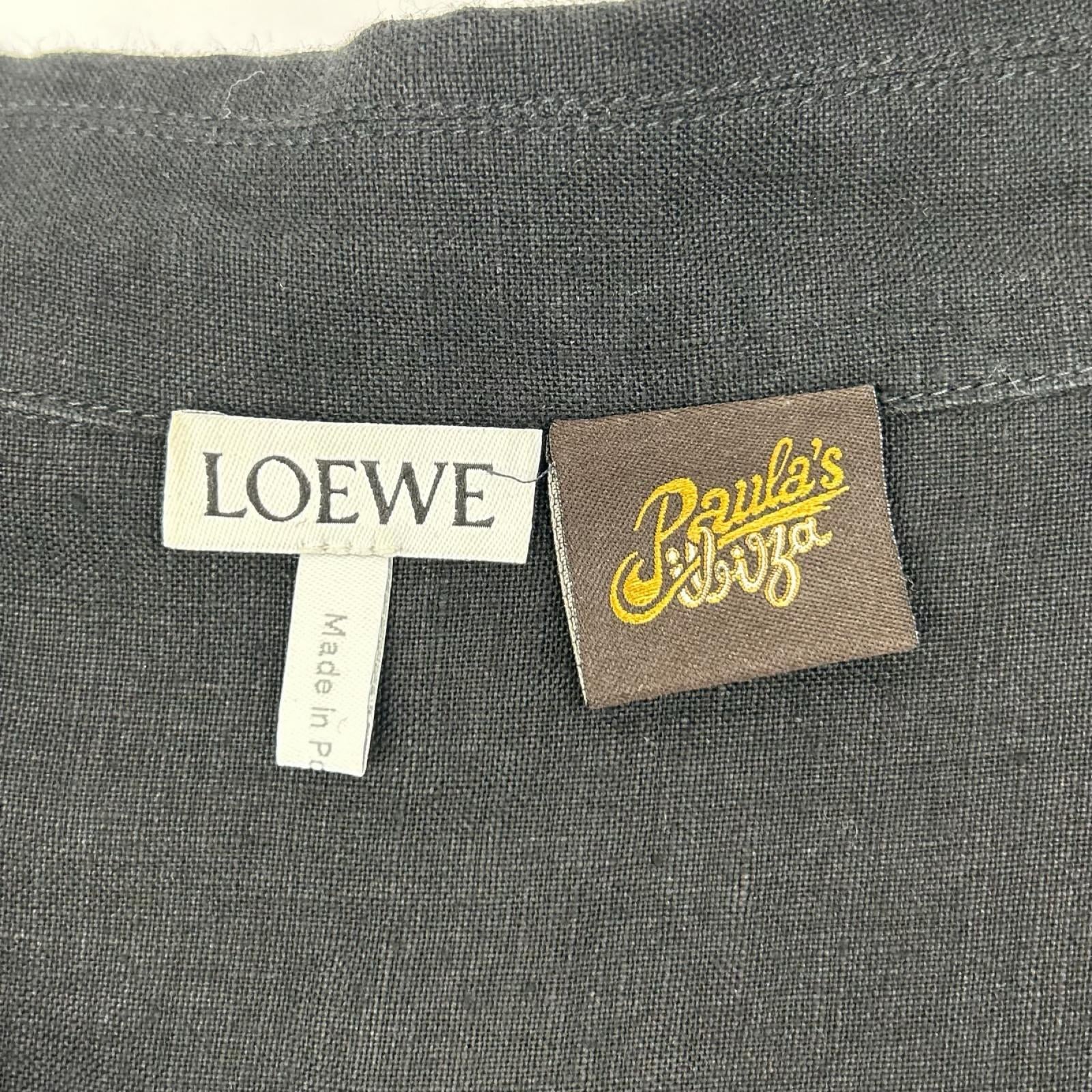 LOEWE ロエベ H616Y05X57 ブラック リネン アナグラムポケット 半袖シャツ トップス
