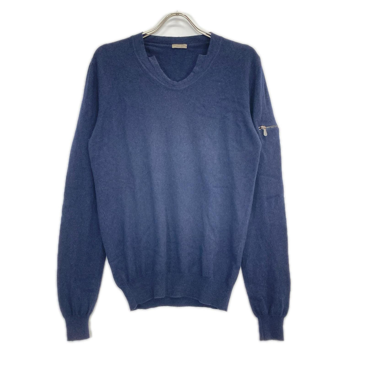 BOTTEGA VENETA ボッテガヴェネタ ネイビー カシミヤコットン ジップポケット ニット トップス