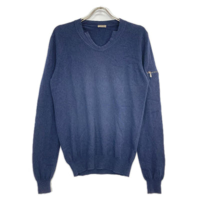 BOTTEGA VENETA ボッテガヴェネタ ネイビー カシミヤコットン ジップポケット ニット トップス