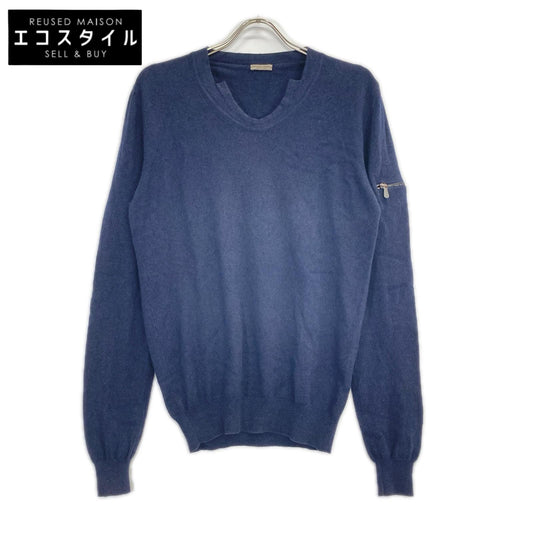 BOTTEGA VENETA ボッテガヴェネタ ネイビー カシミヤコットン ジップポケット ニット トップス
