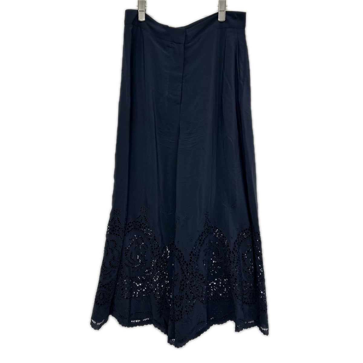 STELLA McCARTNEY ステラマッカートニー 554161 ネイビー シルク カットワーク刺繍 ワイドパンツ ボトムス
