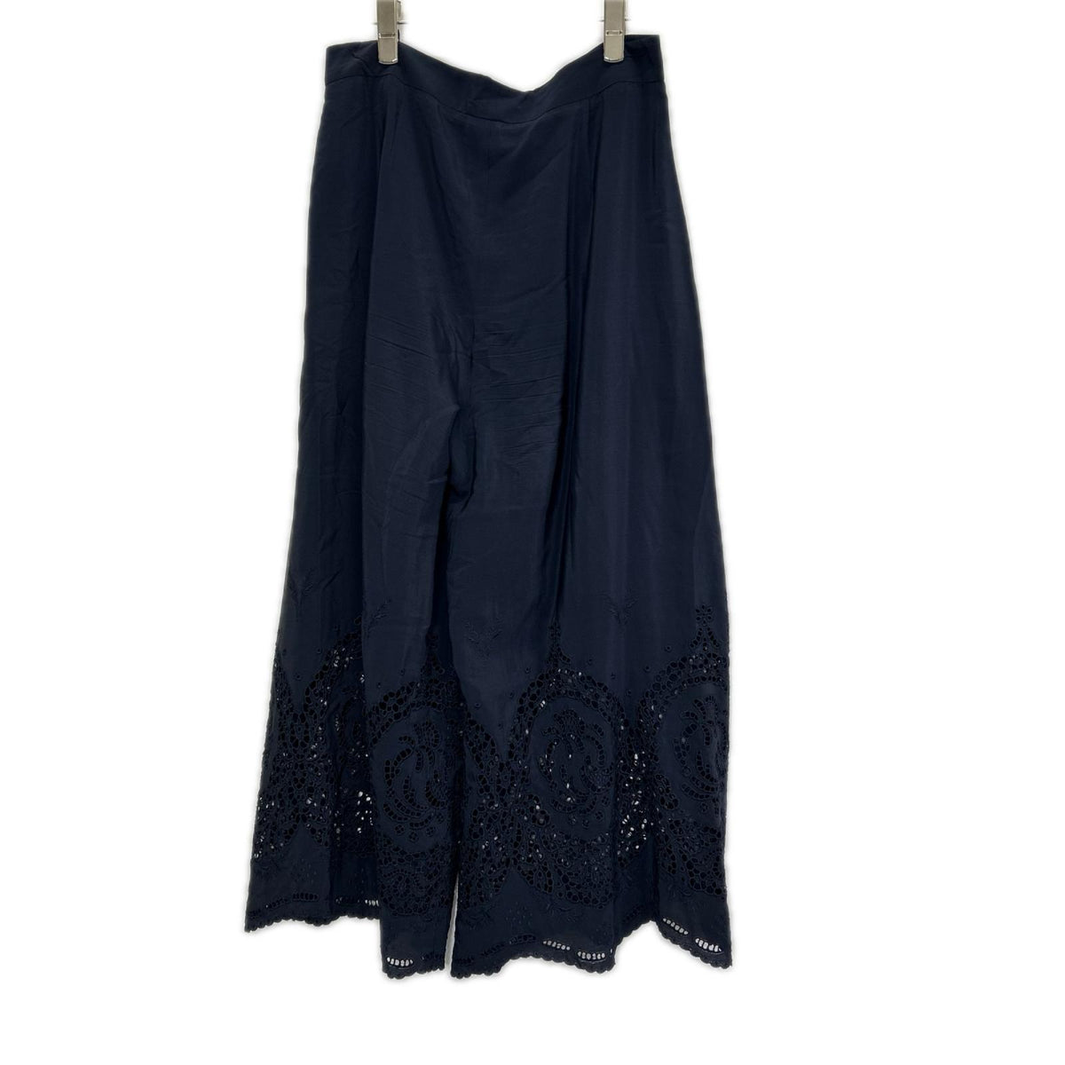 STELLA McCARTNEY ステラマッカートニー 554161 ネイビー シルク カットワーク刺繍 ワイドパンツ ボトムス