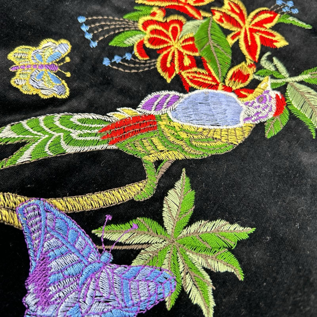 Hoshihime 星姫 ブラック 蝶 キジ 刺繍 別珍 スカジャン ジャケット