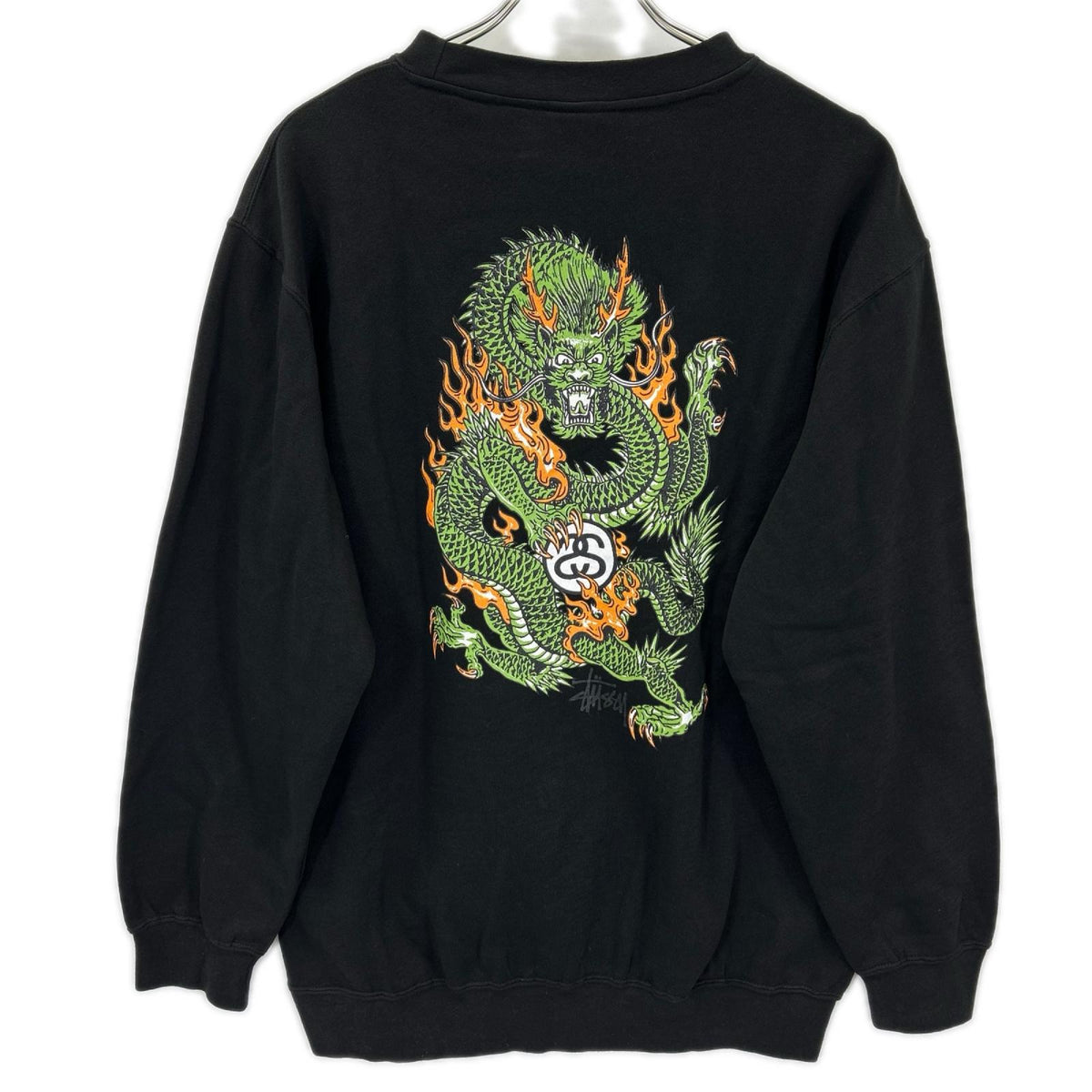 stussy ステューシー 90’S ブラック ドラゴンプリント スウェットトレーナー　オールドステューシー トップス