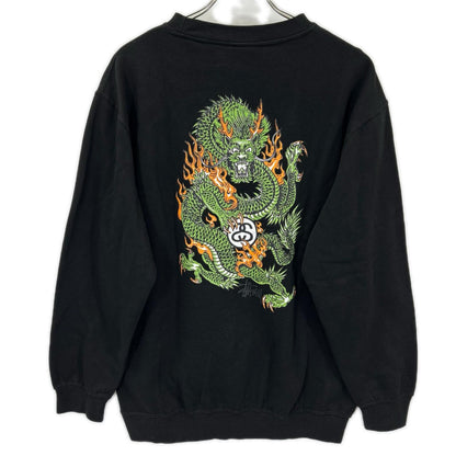 stussy ステューシー 90’S ブラック ドラゴンプリント スウェットトレーナー　オールドステューシー トップス