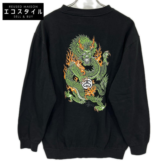stussy ステューシー 90’S ブラック ドラゴンプリント スウェットトレーナー　オールドステューシー トップス