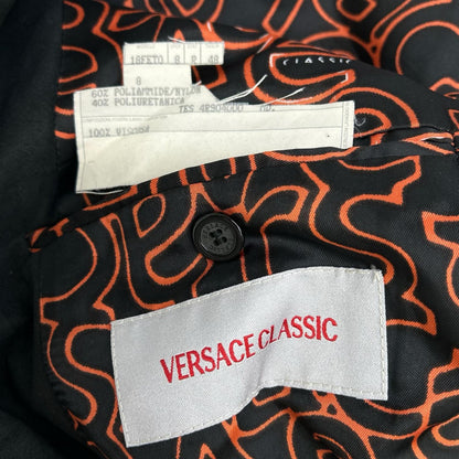 VERSACE CLASSIC ヴェルサーチクラシック ブラック スエード 裏地総柄ロゴ テーラードジャケット ジャケット