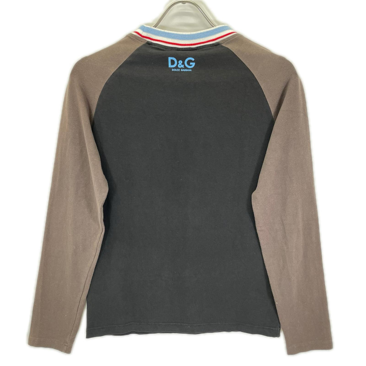 DOLCE&GABBANA ドルチェアンドガッバーナ ブラック ロゴプリント ラグラン 長袖Tシャツ トップス