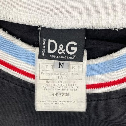 DOLCE&GABBANA ドルチェアンドガッバーナ ブラック ロゴプリント ラグラン 長袖Tシャツ トップス