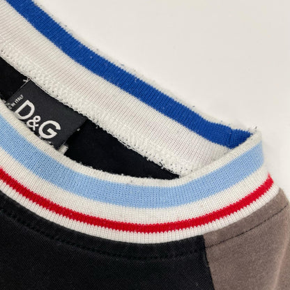DOLCE&GABBANA ドルチェアンドガッバーナ ブラック ロゴプリント ラグラン 長袖Tシャツ トップス