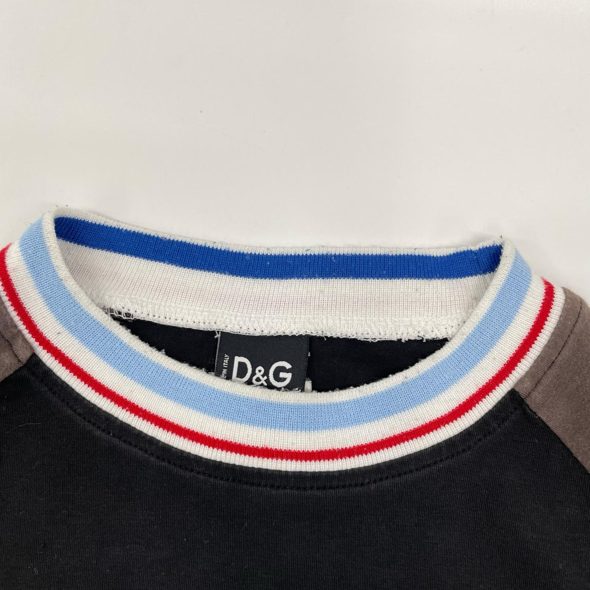 DOLCE&GABBANA ドルチェアンドガッバーナ ブラック ロゴプリント ラグラン 長袖Tシャツ トップス