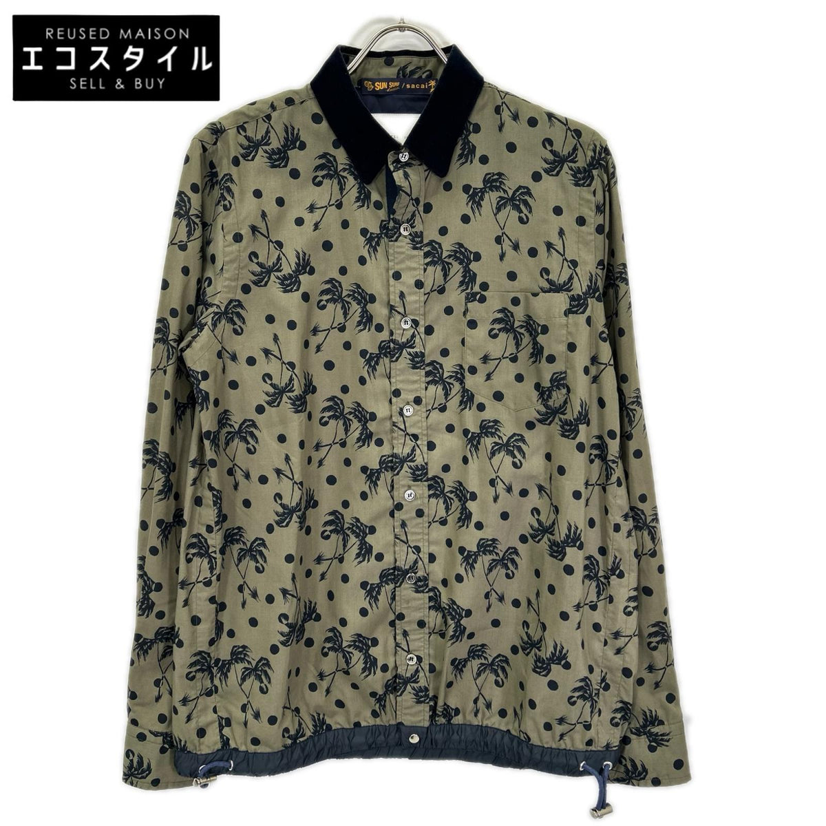 sacai サカイ ×SUN SURF 20-02201M カーキ ドローストリング シャツ トップス