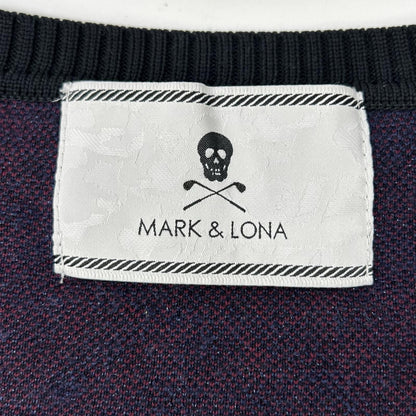 MARK&LONA マークアンドロナ ML-18W-B04 ネイビー スター Vネック ニットプルオーバー トップス