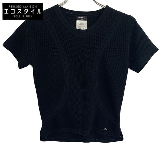 CHANEL シャネル ブラック P51172 コットンニットTシャツ トップス