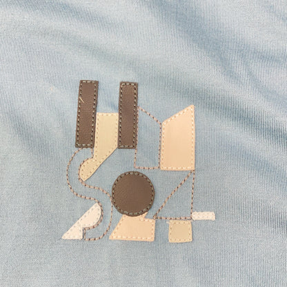 HERMES Embroidered Short Sleeve T-Shirt Blue