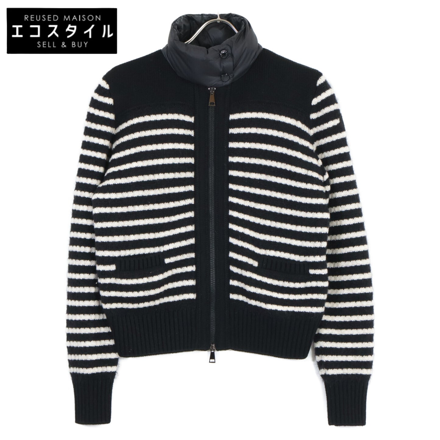 MONCLER モンクレール ブラック×ホワイト CARDIGAN TRICOT ボーダージャケット ジャケット