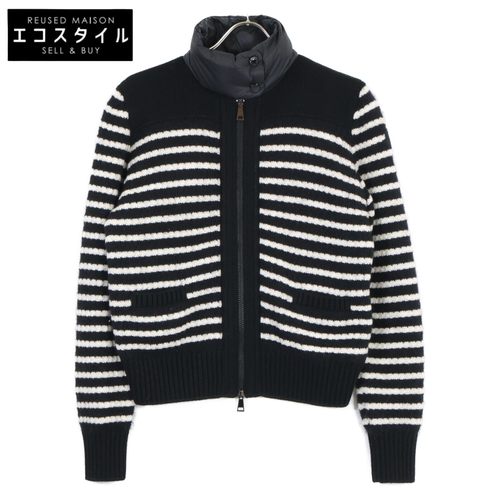 MONCLER モンクレール ブラック×ホワイト CARDIGAN TRICOT ボーダージャケット ジャケット