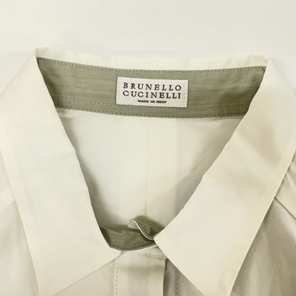 BRUNELLO CUCINELLI 布鲁奈罗·库奇内利 白色短袖长款衬衫 上衣