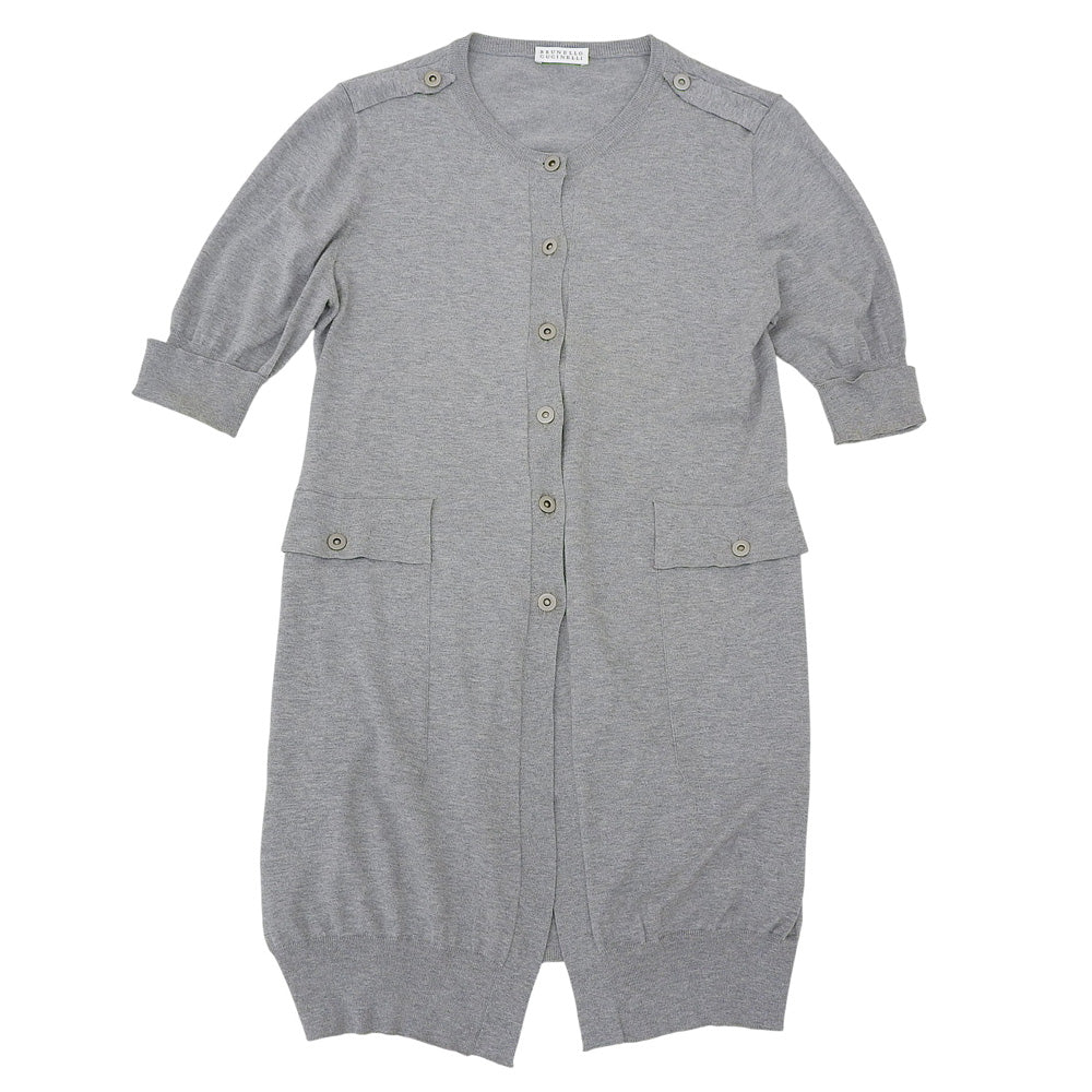 BRUNELLO CUCINELLI Long Cardigan Cotton Tops Women's Gray S Tops
