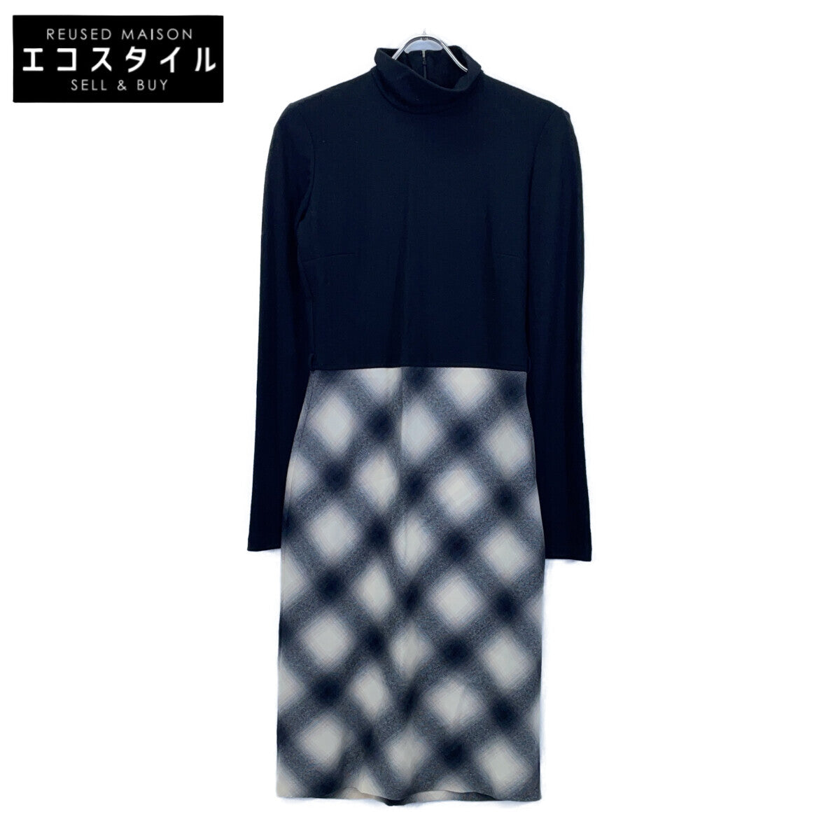 GUCCI Black x White 324373 Plaid Panel Dress