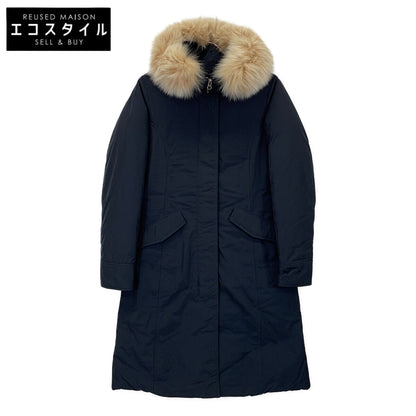 WOOLRICH Woolrich navy 152303 down coat with fox fur coat