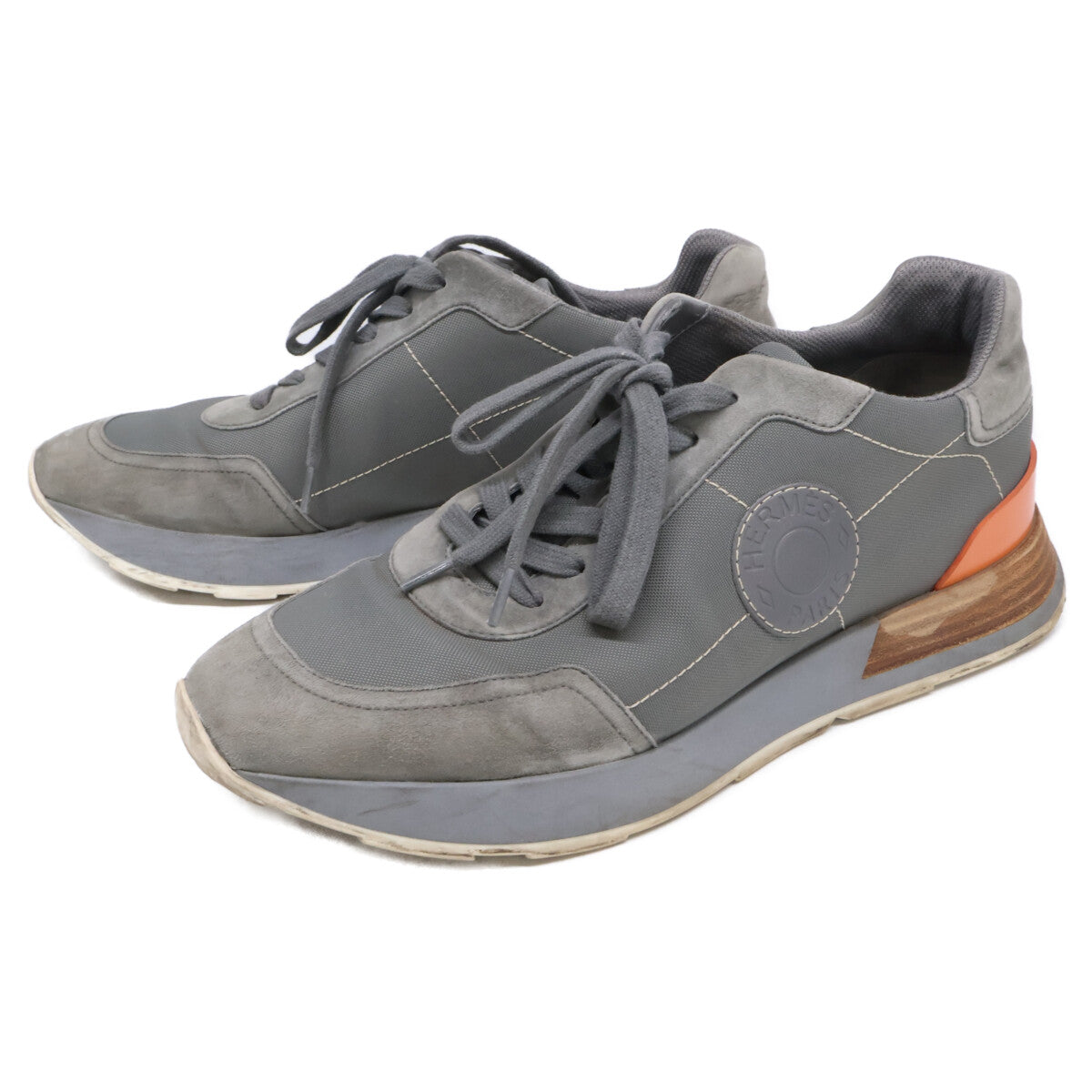 HERMES Drive Sellier Motif Suede/Mesh Sneakers