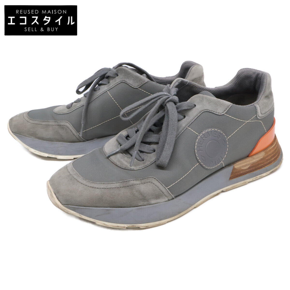 HERMES Drive Sellier Motif Suede/Mesh Sneakers