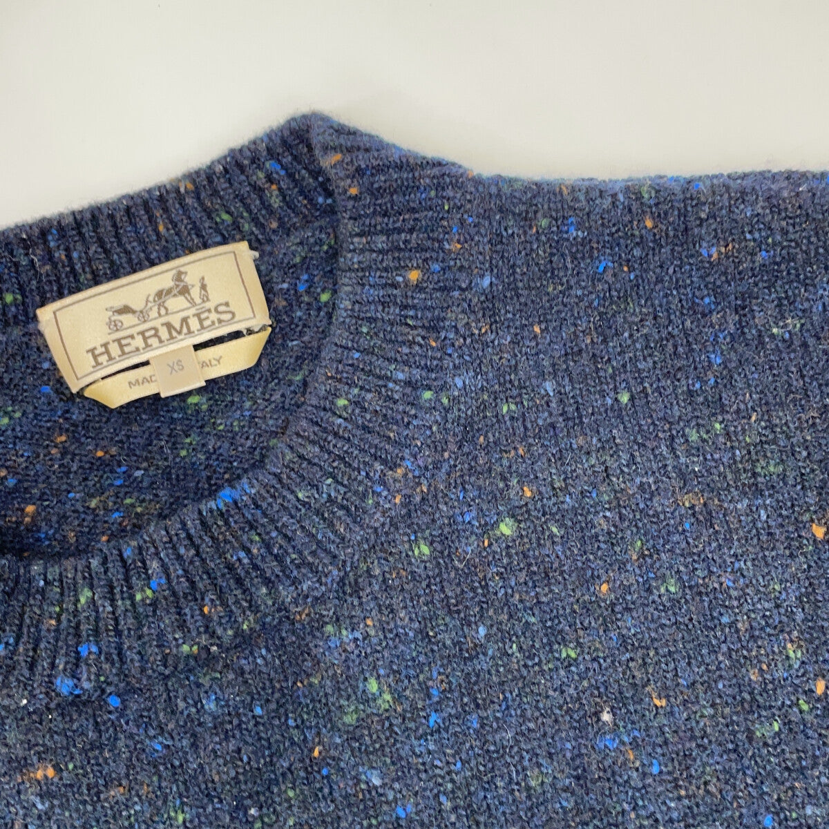 HERMES エルメス ネイビー カシミヤ混 ニットセーター トップス