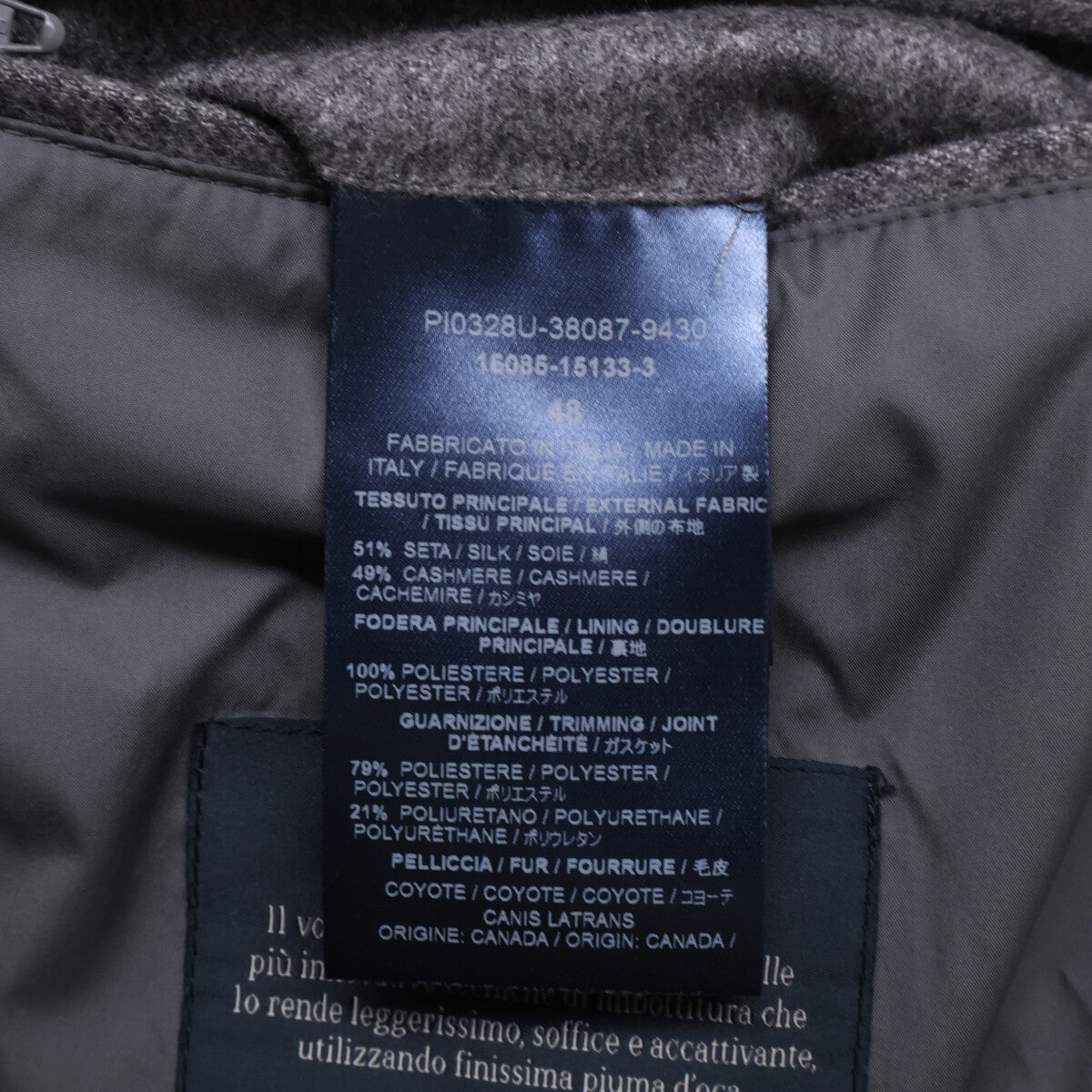 HERNO Herno [Beautiful condition/Domestic authenticity] PI0328U PIACENZA cashmere x silk fur/hooded down jacket 48