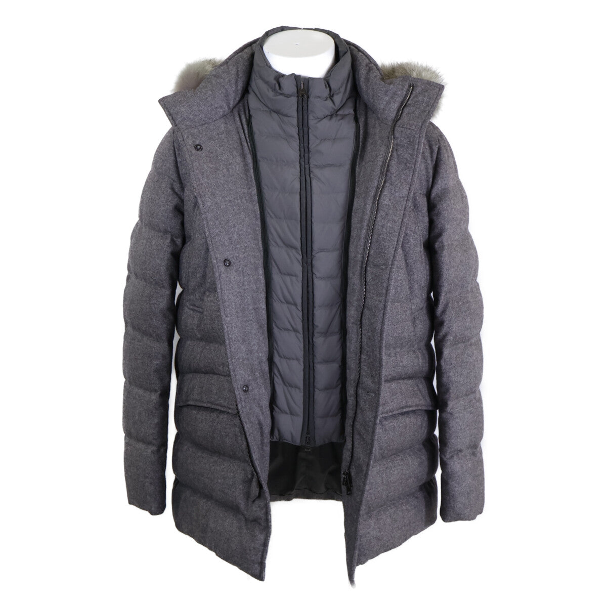 HERNO Herno [Beautiful condition/Domestic authenticity] PI0328U PIACENZA cashmere x silk fur/hooded down jacket 48