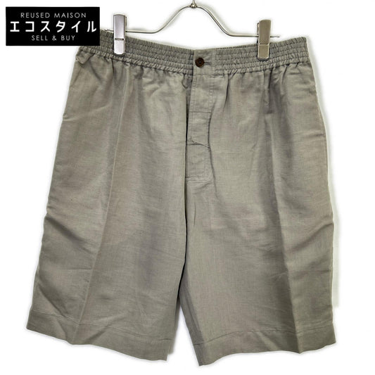 HERMES Gray Linen Blend Cotton Side Mesh Half Pants Bottoms