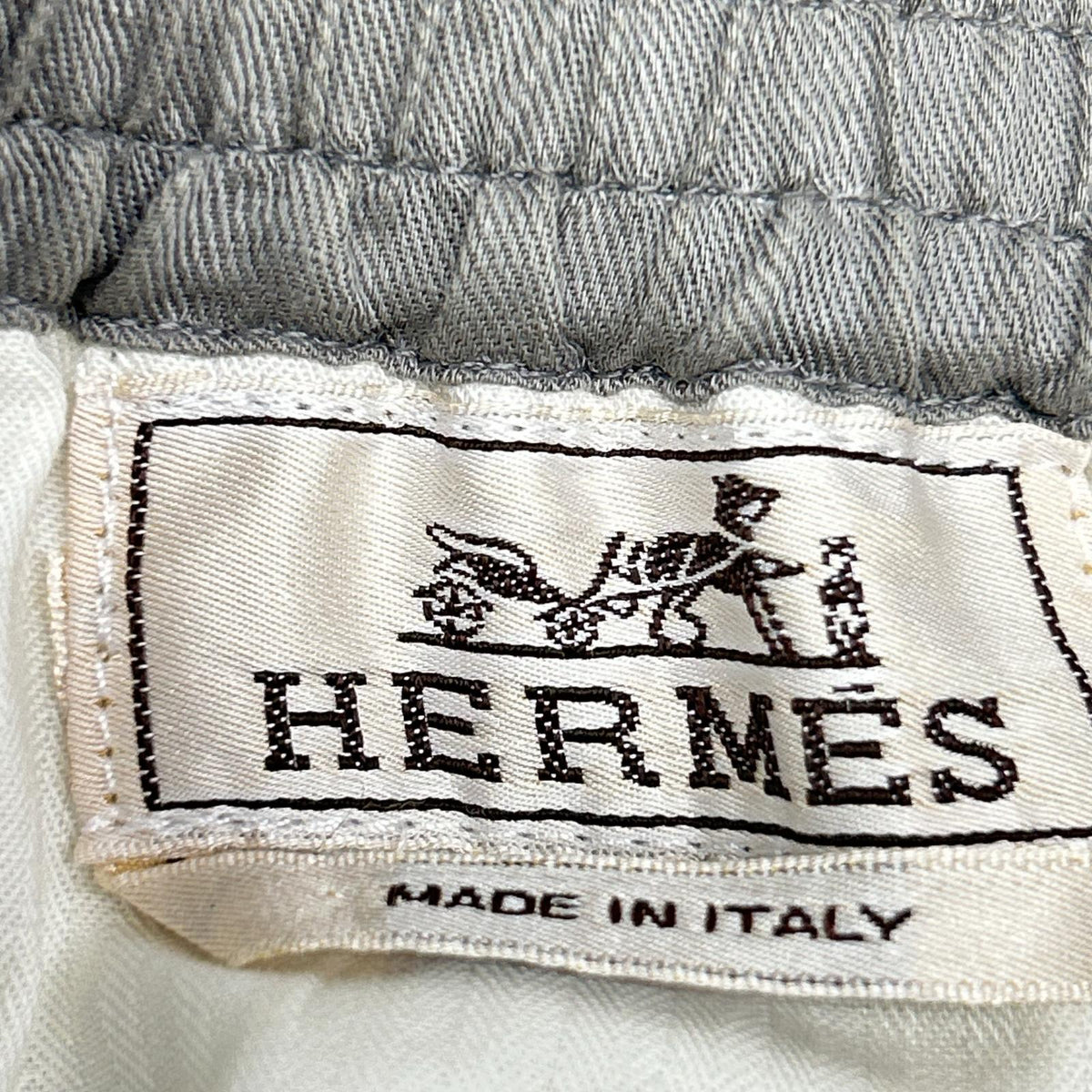 【SALE】 HERMES エルメス グレー リネン混コットン サイドメッシュ ハーフパンツ ボトムス