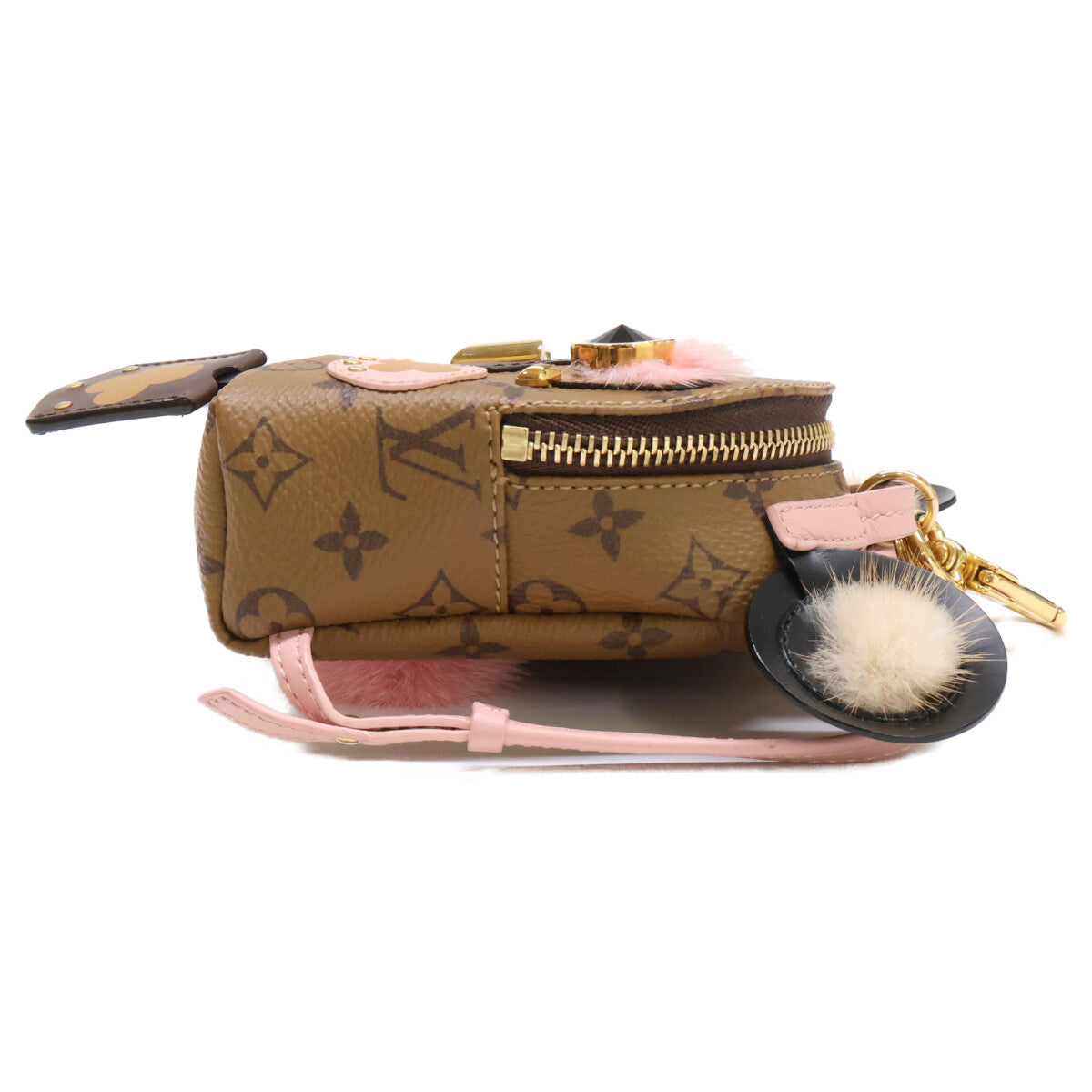 LOUIS VUITTON Louis Vuitton [Beautiful] M69552 Bijou Sac Wild Puppet Monogram Reverse Canvas/Mink Bag Charm Others