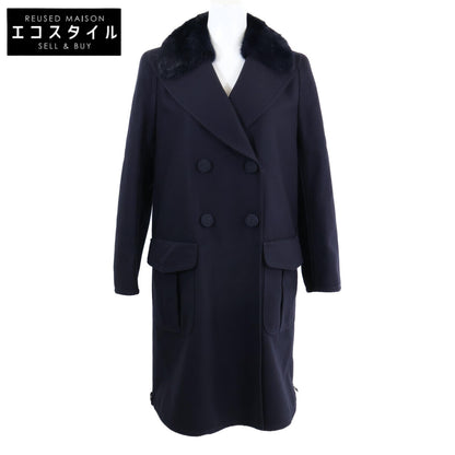 【美品】FF8570 6BZ 貂毛领 徽标纽扣 双排扣 大衣 36 女士