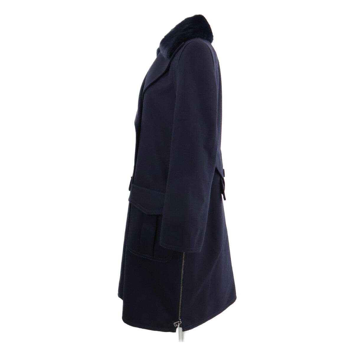 FENDI フェンディ 【美品】FF8570 6BZ ミンクファーカラー付 ロゴボタン ダブルブレスト コート