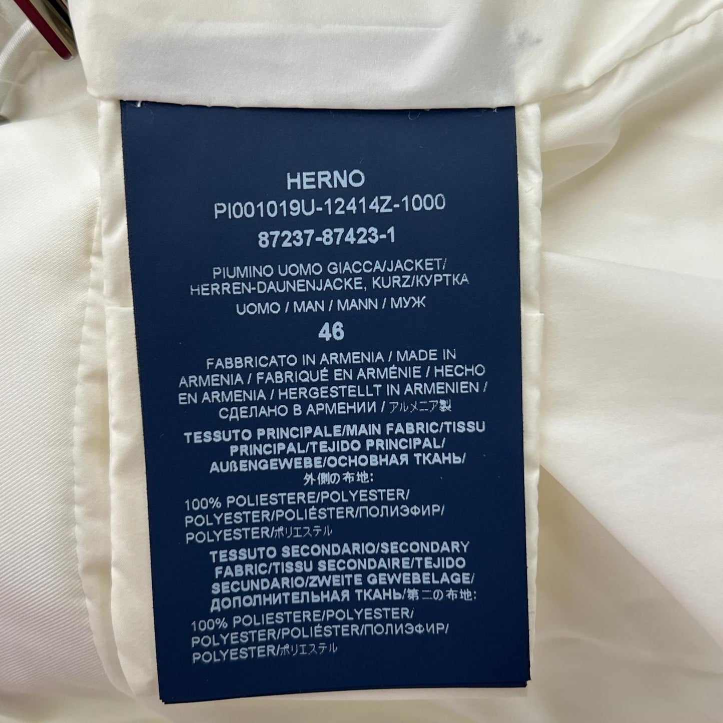 HERNO ヘルノ PI001019U ホワイト ウォーターレペレントポリエステルダウンブルゾン トップス