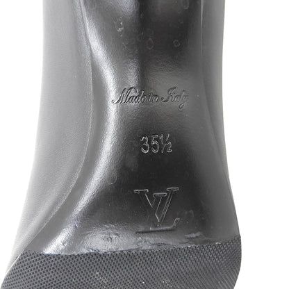 LOUIS VUITTON ルイヴィトン 美品 ロータリーライン ゴールドLV金具 スクエアトゥ ヒール パンプス シューズ レディース ブラック 35 1/2 シューズ