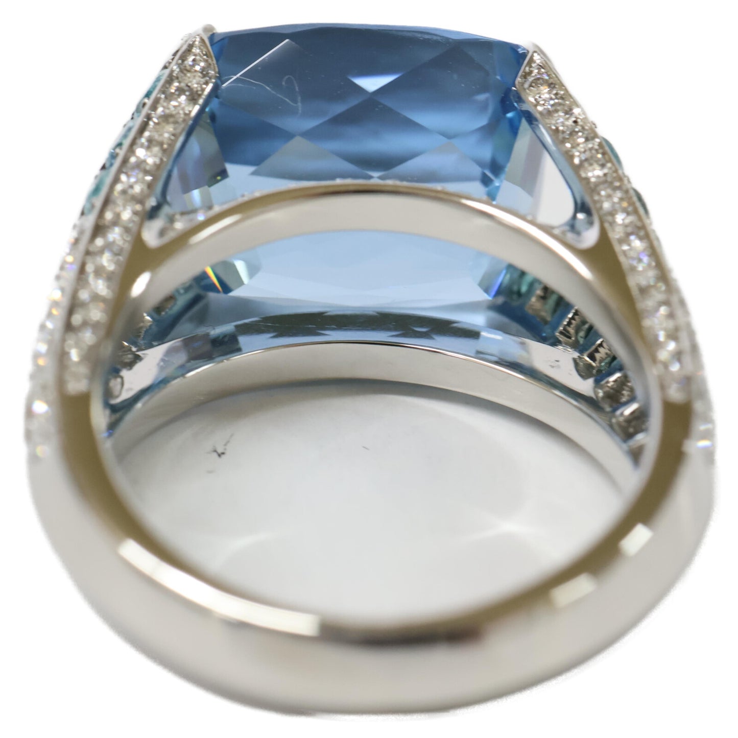 HARRY WINSTON ハリーウィンストン PT950 アクアマリン12.70ct メレダイヤ ロゴ リング リング 指輪