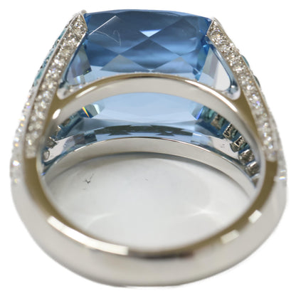 HARRY WINSTON ハリーウィンストン PT950 アクアマリン12.70ct メレダイヤ ロゴ リング リング 指輪