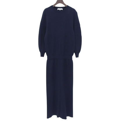 ENFOLD エンフォルド 美品 リブニット クルーネック 長袖 ワンピース レディース ネイビー 36 300AA273-2550 ワンピース