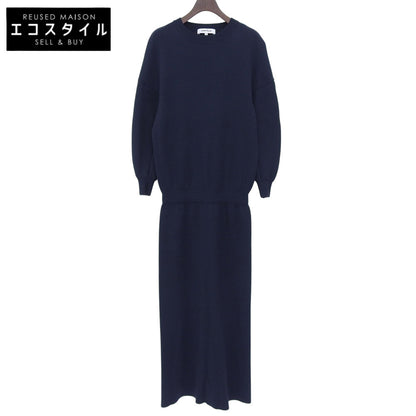 ENFOLD エンフォルド 美品 リブニット クルーネック 長袖 ワンピース レディース ネイビー 36 300AA273-2550 ワンピース