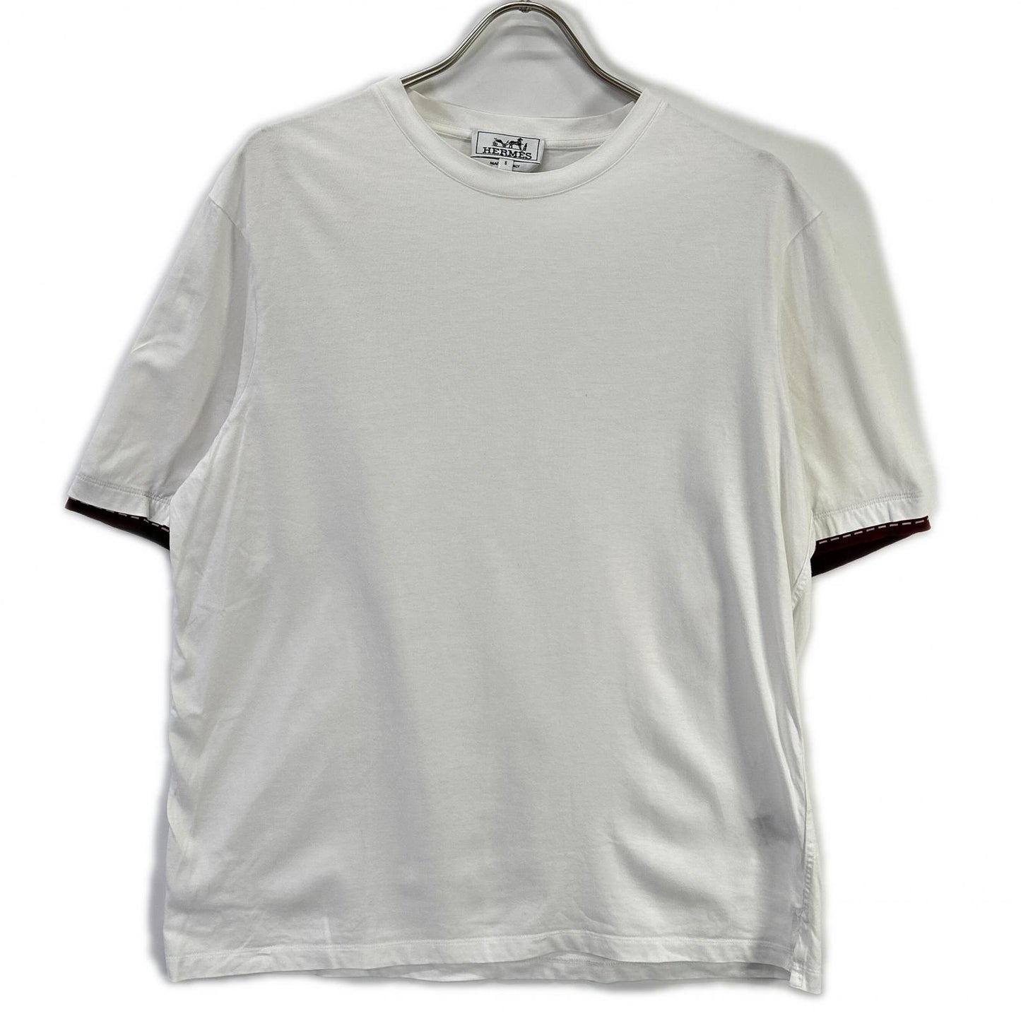 HERMES エルメス 12-575 スリーブレイヤード ホワイト クルーネック Tシャツ トップス