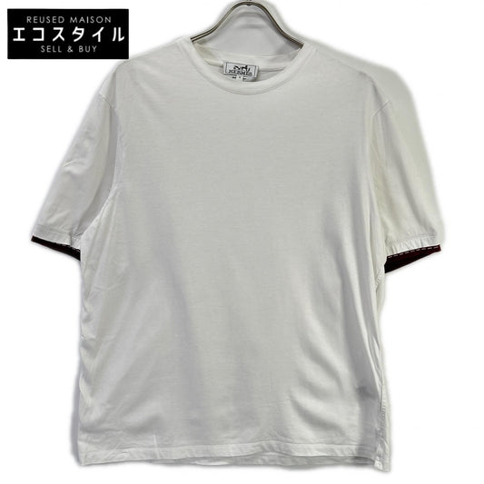 HERMES エルメス 12-575 スリーブレイヤード ホワイト クルーネック Tシャツ トップス