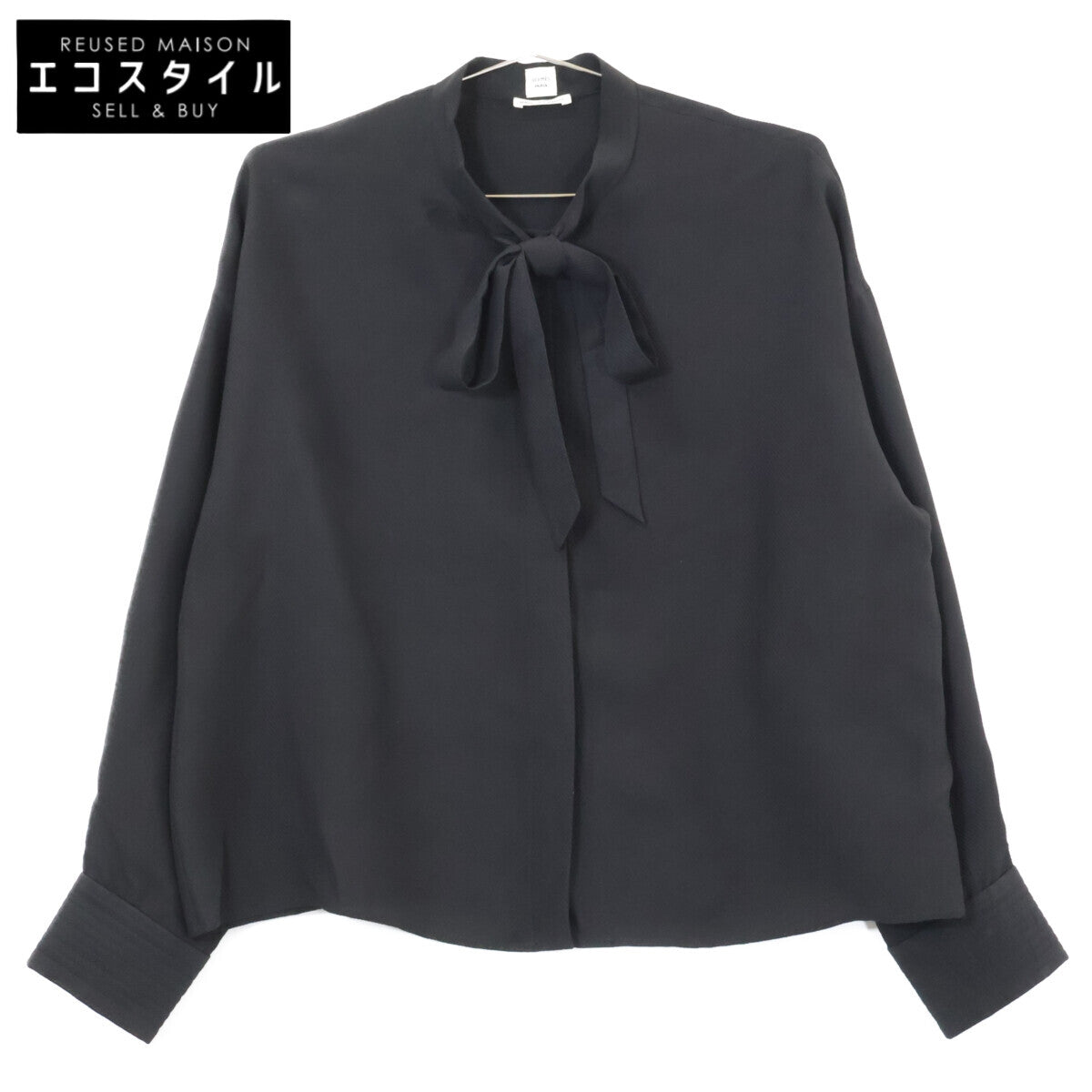HERMES 【Excellent condition/Domestic authorized】 H6E0629DA Silk crepe Cavalry Clou de Selle Ferronnerie long-sleeve shirt Tops