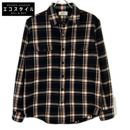 CELINE セリーヌ 2C510231L ウールツイル マルチカラーチェック ルーズシャツ トップス