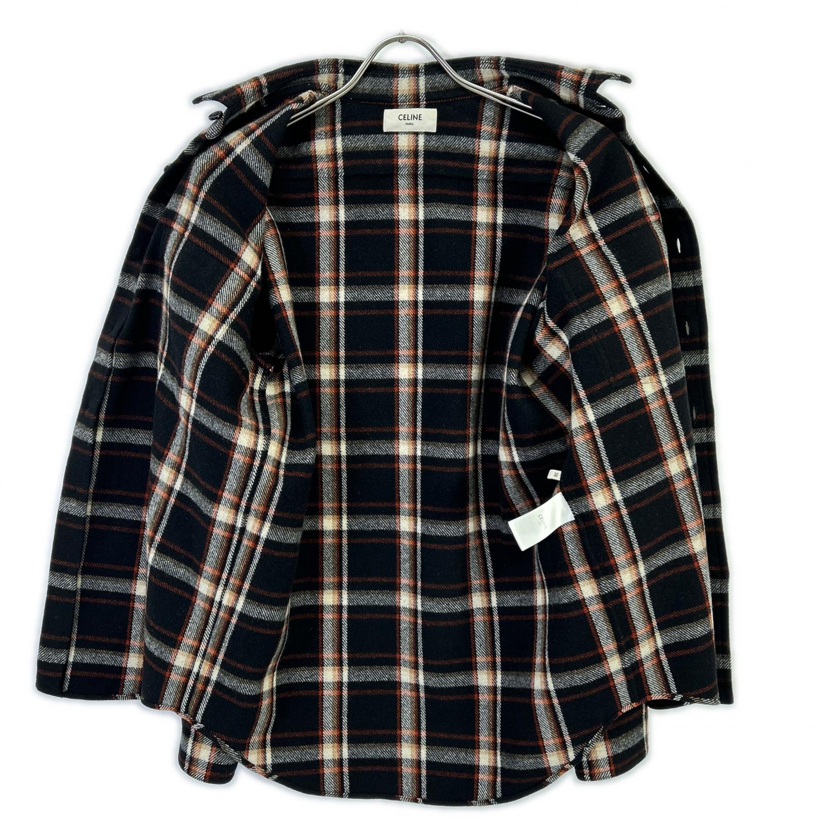 CELINE セリーヌ 2C510231L ウールツイル マルチカラーチェック ルーズシャツ トップス
