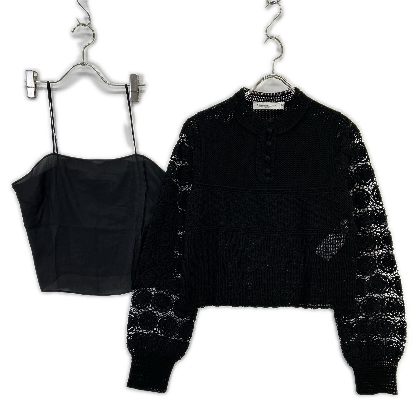DIOR ディオール 314S21AM711 ブラック ニット レース刺繍 トップス トップス